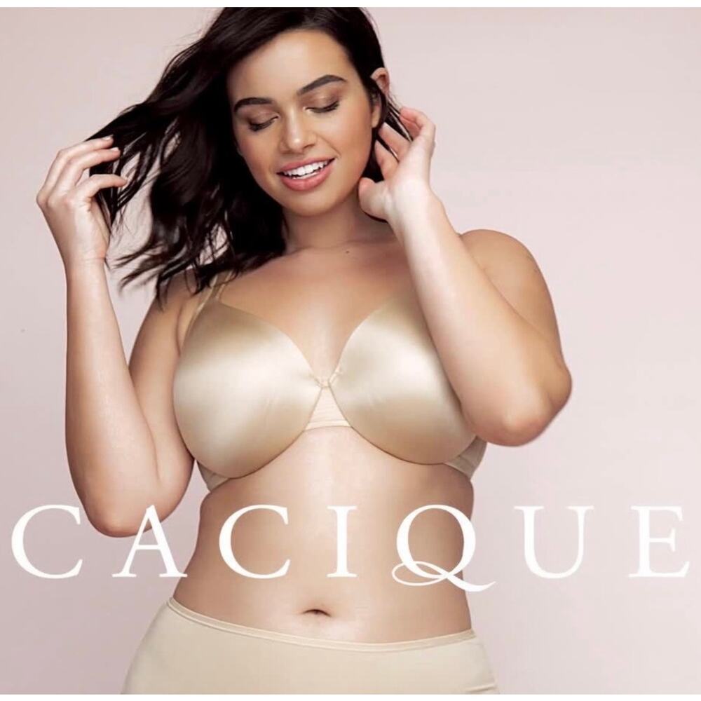 Cacique Size 44D Bra Lightly Lined Full Coverage Underwire Wired Beige Women’s